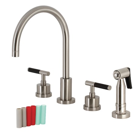 Kingston Brass KS8728CKLBS Widespread Kitchen Faucet with Brass Sprayer, Brushed Nickel KS8728CKLBS